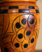 Carved Wooden Floral Jar, Mexico, 1970's