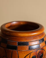 Carved Wooden Floral Jar, Mexico, 1970's
