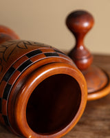 Carved Wooden Floral Jar, Mexico, 1970's