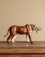 Leather Wrapped Tiger Statue, Mid-20th Century