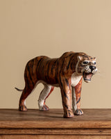 Leather Wrapped Tiger Statue, Mid-20th Century