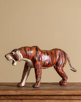 Leather Wrapped Tiger Statue, Mid-20th Century