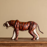 Leather Wrapped Tiger Statue, Mid-20th Century