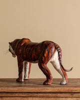 Leather Wrapped Tiger Statue, Mid-20th Century