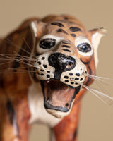 Leather Wrapped Tiger Statue, Mid-20th Century