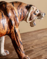 Leather Wrapped Tiger Statue, Mid-20th Century