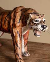 Leather Wrapped Tiger Statue, Mid-20th Century