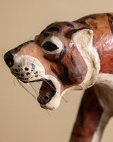 Leather Wrapped Tiger Statue, Mid-20th Century
