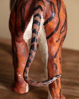 Leather Wrapped Tiger Statue, Mid-20th Century