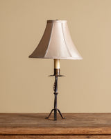 French Iron Tripod Table Lamp with Petal Bobeche, 1940's