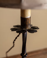French Iron Tripod Table Lamp with Petal Bobeche, 1940's