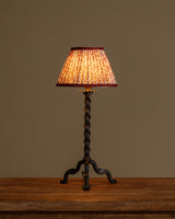 French Iron Twisted Table Lamp w/ Pleated Fabric Shade, 1930's