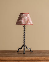 French Iron Twisted Table Lamp w/ Pleated Fabric Shade, 1930's