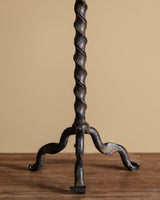 French Iron Twisted Table Lamp w/ Pleated Fabric Shade, 1930's