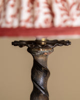 French Iron Twisted Table Lamp w/ Pleated Fabric Shade, 1930's