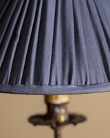French Tole Leaf Tripod Table Lamp w/ Pleated Fabric Shade, 1940's