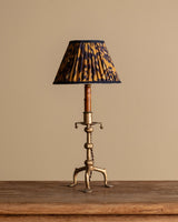 French Brutalist Brass Table Lamp with Leopard Shade, 1950's