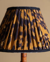 French Brutalist Brass Table Lamp with Leopard Shade, 1950's