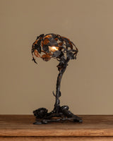 Art Nouveau Sculptural Iron Tole Table Lamp, France, 1920's