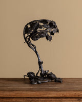 Art Nouveau Sculptural Iron Tole Table Lamp, France, 1920's
