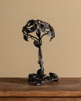 Art Nouveau Sculptural Iron Tole Table Lamp, France, 1920's