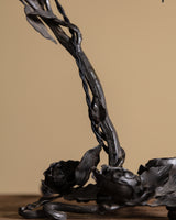 Art Nouveau Sculptural Iron Tole Table Lamp, France, 1920's
