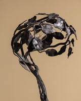 Art Nouveau Sculptural Iron Tole Table Lamp, France, 1920's