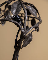 Art Nouveau Sculptural Iron Tole Table Lamp, France, 1920's