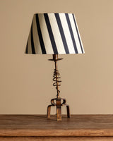 Modernist Metal Table Lamp with Painted Stripe Shade, France, 1960's