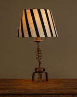 Modernist Metal Table Lamp with Painted Stripe Shade, France, 1960's