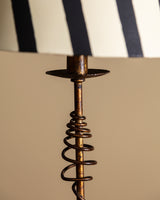 Modernist Metal Table Lamp with Painted Stripe Shade, France, 1960's