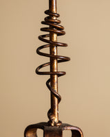Modernist Metal Table Lamp with Painted Stripe Shade, France, 1960's