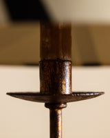 Modernist Metal Table Lamp with Painted Stripe Shade, France, 1960's