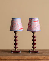 Pair of Red Bakelite Table Lamps w/ Marbled Shades, 1930's