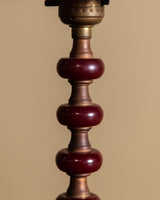 Pair of Red Bakelite Table Lamps w/ Marbled Shades, 1930's