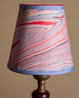 Pair of Red Bakelite Table Lamps w/ Marbled Shades, 1930's