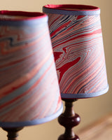 Pair of Red Bakelite Table Lamps w/ Marbled Shades, 1930's
