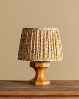 Pine Pedestal Table Lamp w/ Floral Pleated Shade, Denmark, 1960's