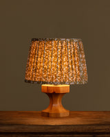 Pine Pedestal Table Lamp w/ Floral Pleated Shade, Denmark, 1960's