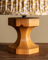 Pine Pedestal Table Lamp w/ Floral Pleated Shade, Denmark, 1960's