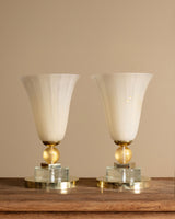 Contemporary Murano Glass & Brass Torchiere Table Lamps, Italy (2 Available)