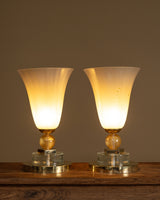 Contemporary Murano Glass & Brass Torchiere Table Lamps, Italy (2 Available)
