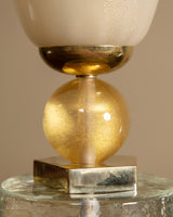 Contemporary Murano Glass & Brass Torchiere Table Lamps, Italy (2 Available)