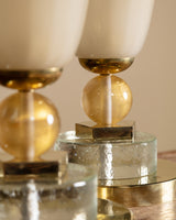 Contemporary Murano Glass & Brass Torchiere Table Lamps, Italy (2 Available)