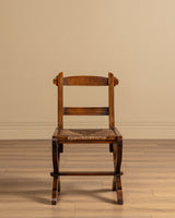 Set of 6 Brutalist Wood & Rush Gouge Carved Dining Chairs, 1960s