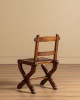 Set of 6 Brutalist Wood & Rush Gouge Carved Dining Chairs, 1960s