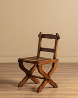 Set of 6 Brutalist Wood & Rush Gouge Carved Dining Chairs, 1960s