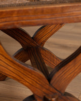Set of 6 Brutalist Wood & Rush Gouge Carved Dining Chairs, 1960s