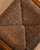Set of 6 Brutalist Wood & Rush Gouge Carved Dining Chairs, 1960s