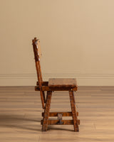 Set of 6 Brutalist Gouge Carved Dining Chairs with Plank Seats, France, 1960s